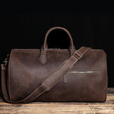 The Edler Retro Cowhide Shoulder Duffel Travel Bag by Wolph